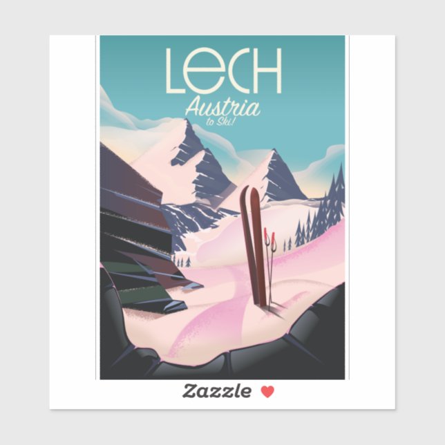 Pegatina Póster de esquí Lech Austria. (Hoja)