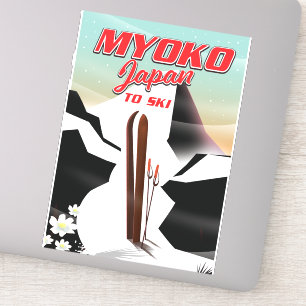 Pegatina póster de esquí myoko japón