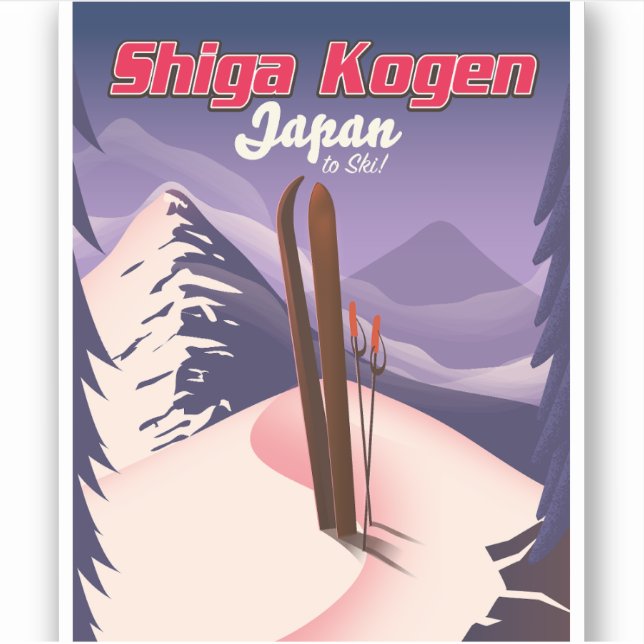Pegatina poster de esquí shiga kogen japan (Anverso)