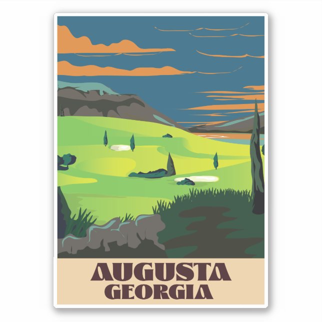Pegatina Póster de golf de Augusta Georgia (Anverso)