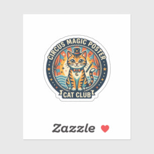 Pegatina Póster de Magia de Circo Gato Diseño de Gatito Lin