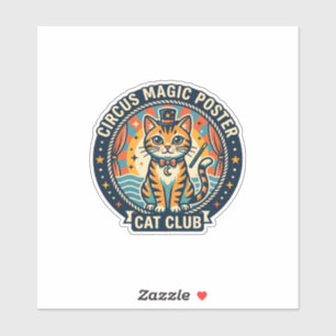 Pegatina Póster de Magia de Circo Gato Diseño de Gatito Lin