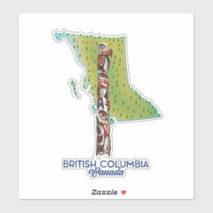 Pegatina Póster de mapa de Columbia Británica Canadá.
