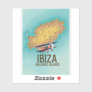 Pegatina Poster de mapa de las islas Baleares de Ibiza