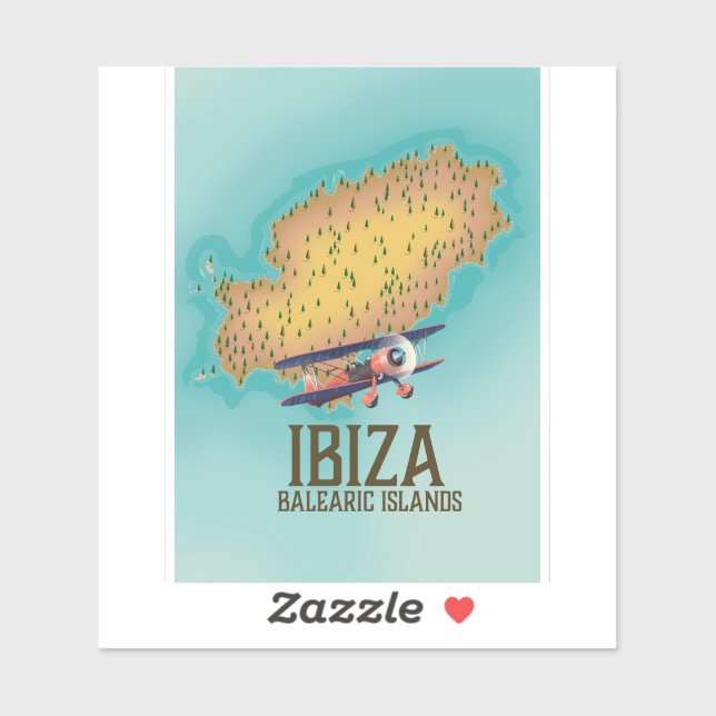 Pegatina Poster de mapa de las islas Baleares de Ibiza (Hoja)