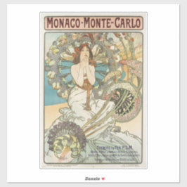 Pegatina Poster de Mont-Carlo por Alphonse Mucha