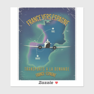 Pegatina Poster de vacaciones de Francia a España