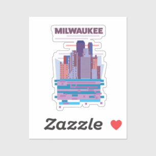 Pegatina Póster de viaje a Milwaukee
