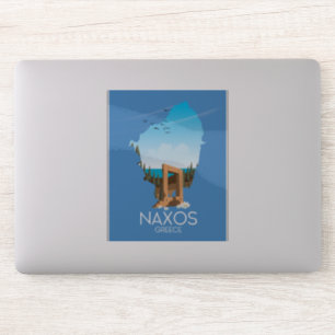 Pegatina Póster de viaje griego del mapa de Naxos.