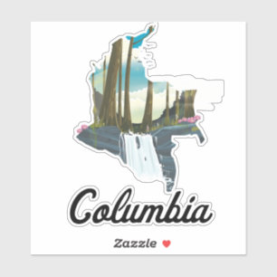 Pegatina Póster de viaje mapa de Colombia