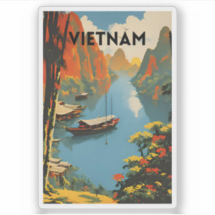 Pegatina Poster de Viajes de Vietnam Vintage