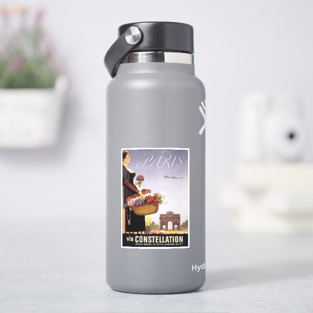 Pegatina Poster De Viajes Vintage, París Vía Constellation (hidrofrasco)