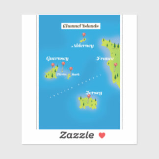 Pegatina Poster del mapa de islas del canal.