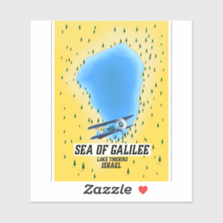 Pegatina Poster del mapa del Mar de Galilea Israel
