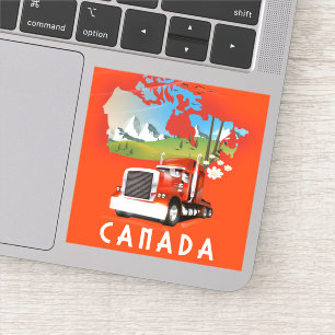 Pegatina Poster del viaje del mapa del camión de Canadá