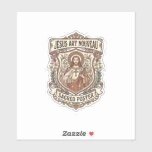 Pegatina Póster Sagrado Art Nouveau Jesús Póster Sagrado Ar