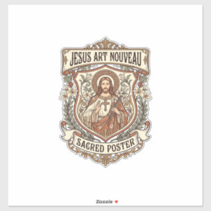 Pegatina Póster Sagrado Art Nouveau Jesús Póster Sagrado Ar