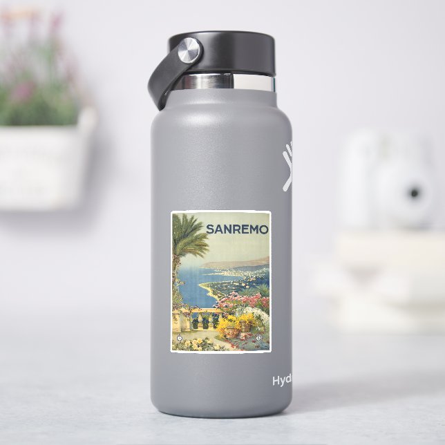 Pegatina Poster Viajero De San Remo Desde Una Terraza (hidrofrasco)