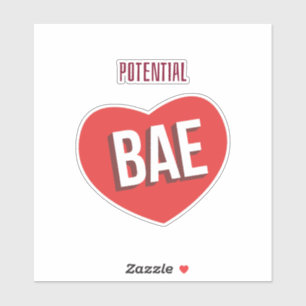 Pegatina Potential Bae, Big Red Heart Love Design