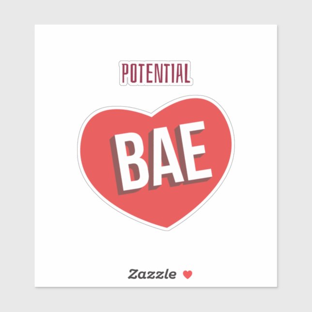 Pegatina Potential Bae, Big Red Heart Love Design (Hoja)