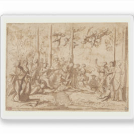 Pegatina Poussin: Apolo y las musas en el monte Parnassus