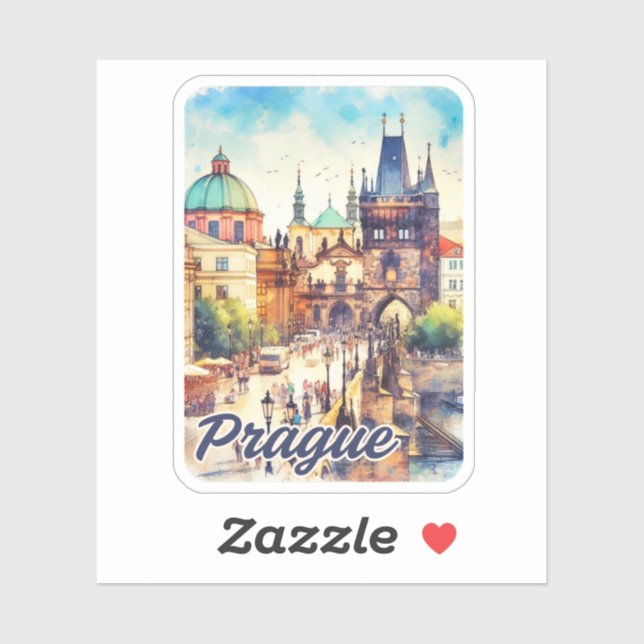 Pegatina Praga Charles Bridge República Checa (Hoja)
