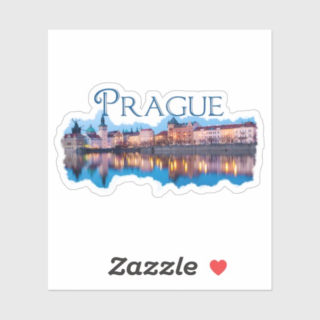 Pegatina Praga: Línea aérea de la noche (Hoja)