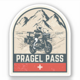 Pegatina Pragel Pass recorrido en moto por los Alpes suizos