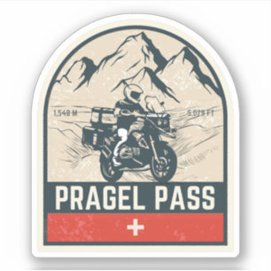 Pegatina Pragel Pass recorrido en moto por los Alpes suizos
