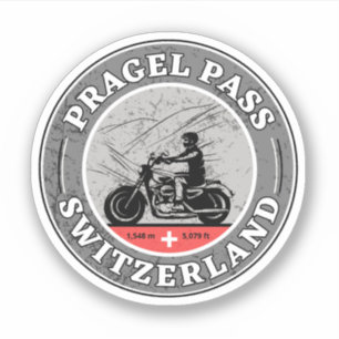 Pegatina Pragel Pass recorrido en motocicleta por los Alpes