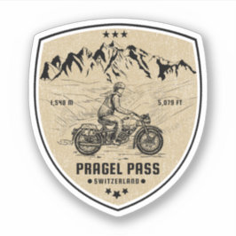 Pegatina Pragel Pass recorrido en motocicleta por los Alpes