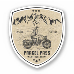 Pegatina Pragel Pass recorrido en motocicleta por los Alpes