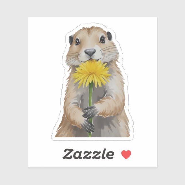 Pegatina Prairie Dog Watercolor (Hoja)