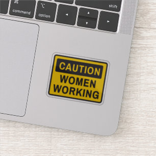 Pegatina Precaución de las mujeres que trabajan