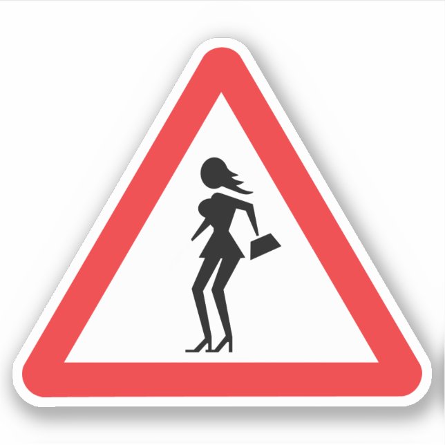 Pegatina Precaución Prostituta (Attenzione Prostitute) (Anverso)