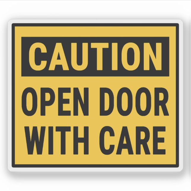Pegatina Precaución Puerta Abierta Con Cuidado (Anverso)