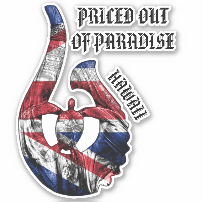 Pegatina PRECIO DE PARADISE HI Honu Tribal Hook HI Bandera (Anverso)