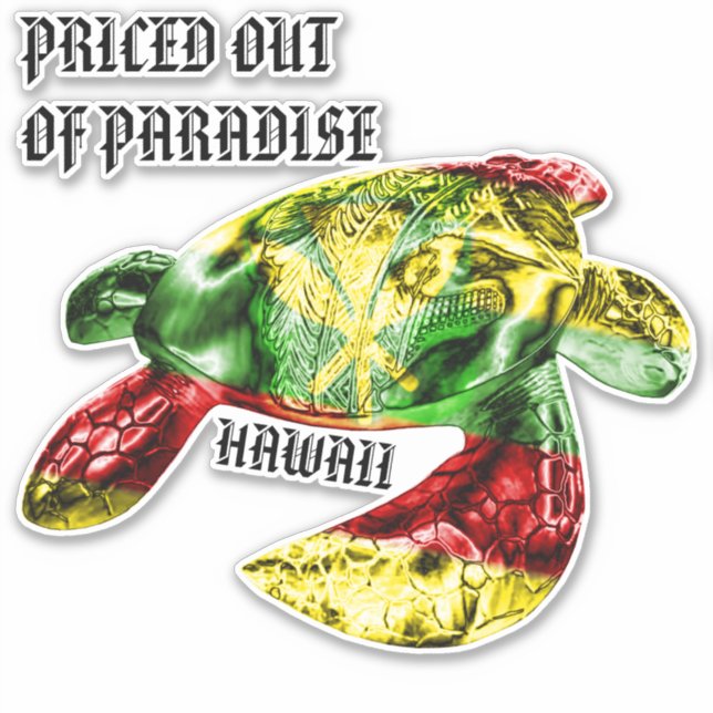 Pegatina PRECIO DE PARADISE HI TRBL Honu Kanaka Maoli (Anverso)