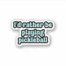 Prefiero estar jugando pickleball Blue Retro Text