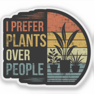 Pegatina Prefiero las Plantas a las Personas Diseño Retro p