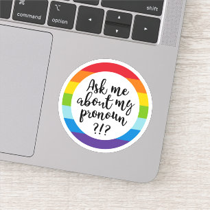 Pegatina Pregúntame acerca de mi Pronoun?