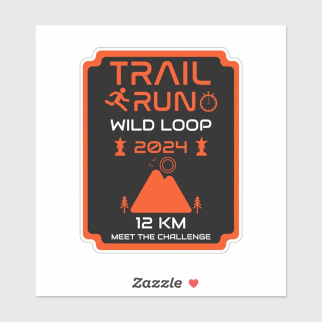 Pegatina Premio a la competencia de Trail Run (Hoja)