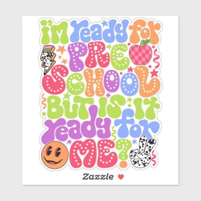 Pegatina Preparado para el primer día de la escuela primari (Hoja)