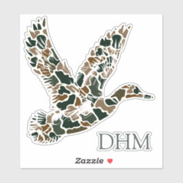 Pegatina Preppy Camouflage Mallard Duck Monogram