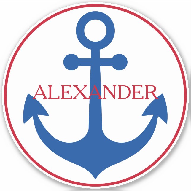 Pegatina Preppy Nautical Anchor Personalized (Anverso)