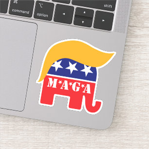 Pegatina Presidente Trump 2024 GOP Elefante Cabello MAGA