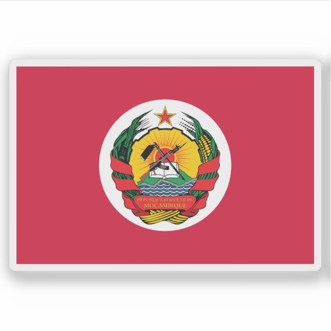 Pegatina Presidential Flag of Mozambique (1983-1990) (Anverso)