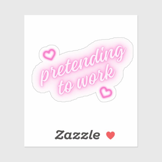 Pegatina Pretendiendo trabajar | Corazones rosados Neon Cut (Hoja)