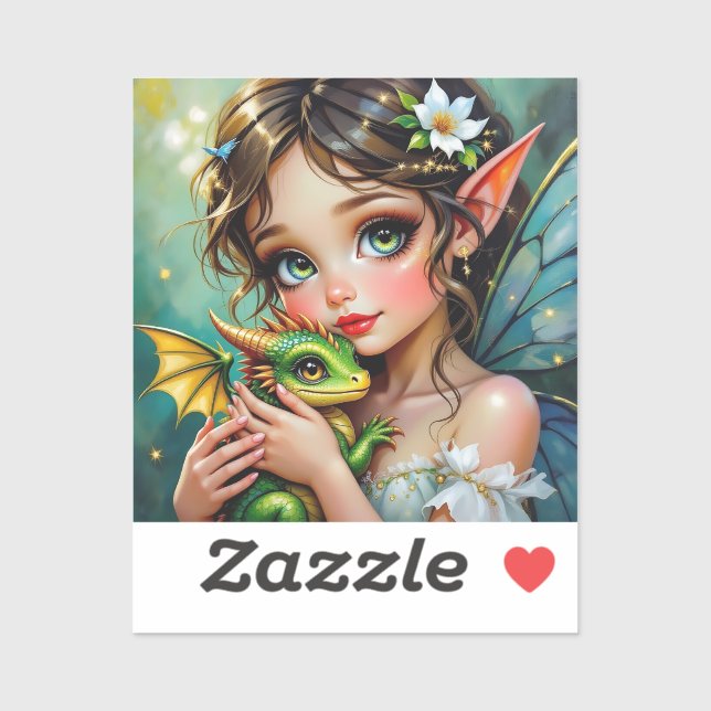 Pegatina Pretty  Fairy and Dragon Themed Girl's   (Hoja)
