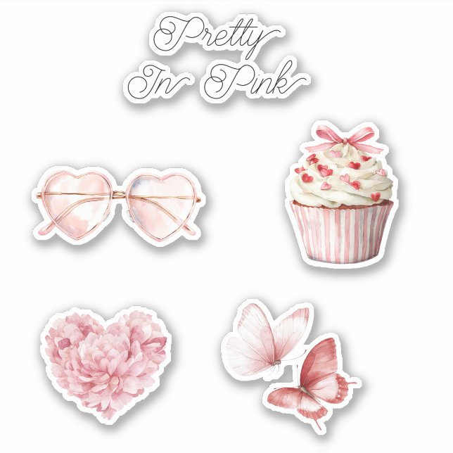 Pegatina Pretty in Pink Heart Sunglasses  (Anverso)